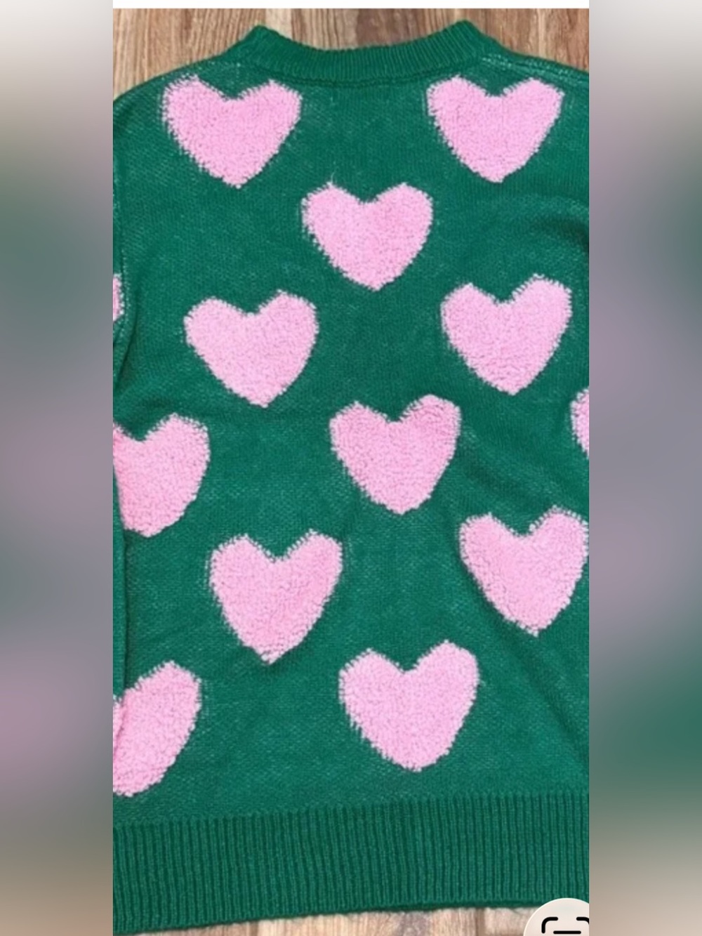 Pink Lily Green Crew Socks with Pink Heart Pattern
